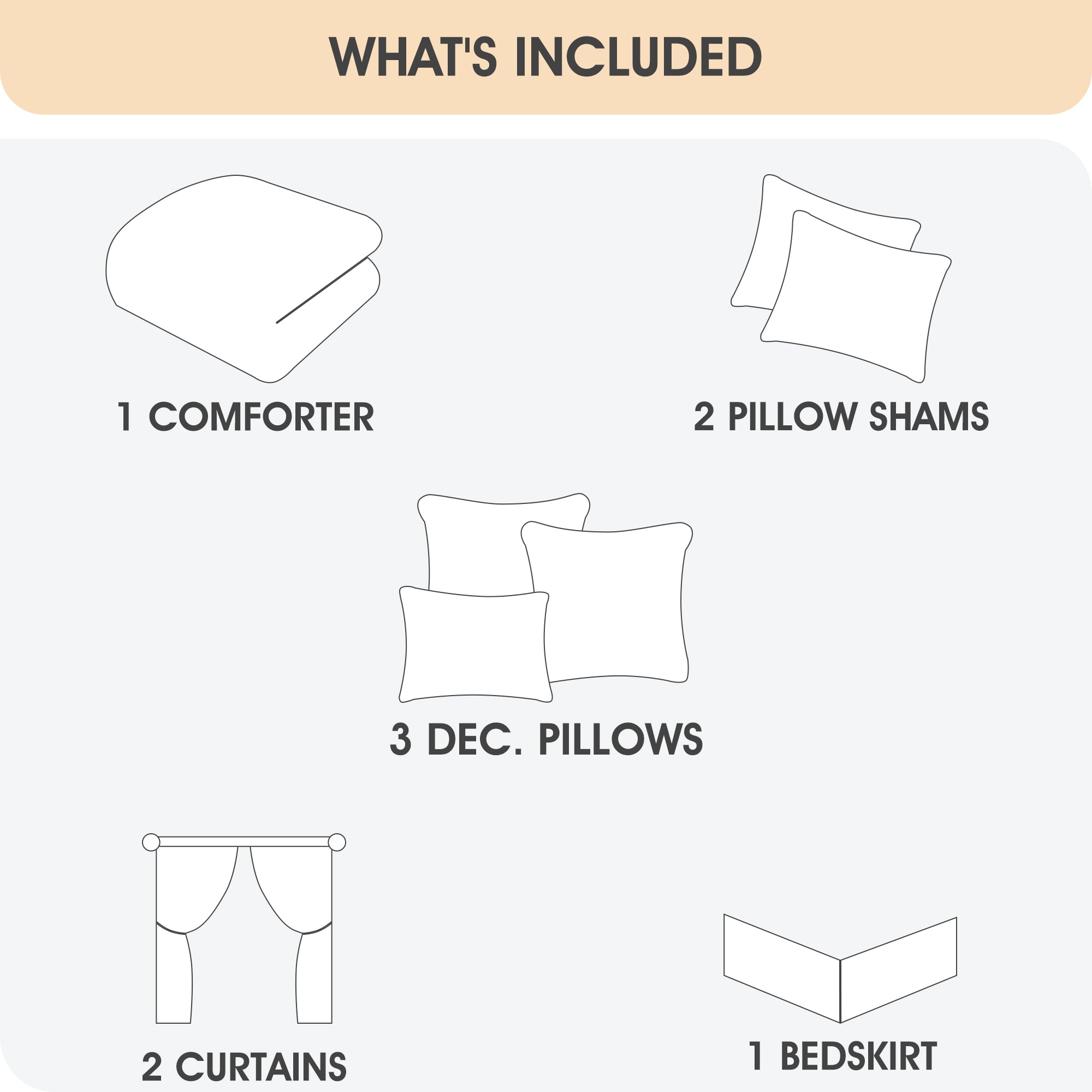 LANCO MODERN LIFESTYLE 9 Piece Comforter Set, Black Gold, Elegant Floral Jacquard, Stylish and Cozy Bedding Collection, Premium Bedding Set with Curtains, Bedskirt, Shams and Pillows